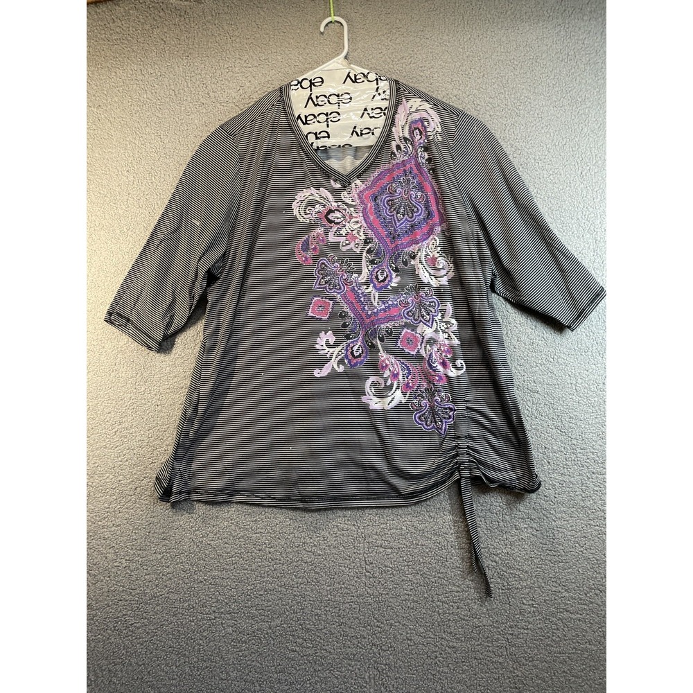 Catherines Top Womens 4X Quarter Sleeve Casual Stretch Blouse